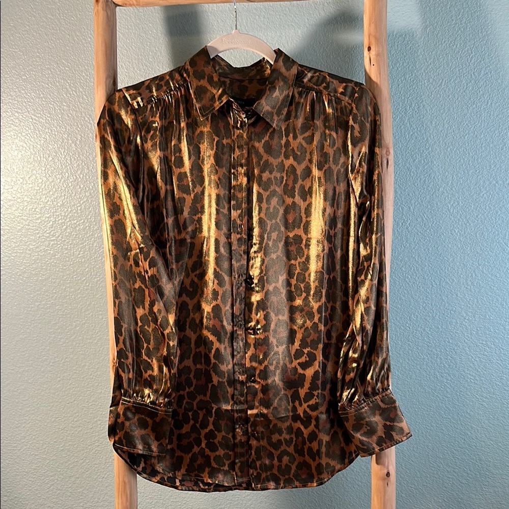 J. Crew Metallic Animal Print Blouse